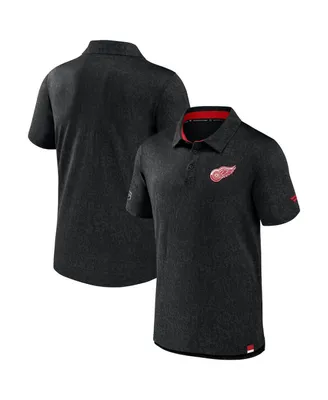 Men's Fanatics Black Detroit Red Wings Authentic Pro Jacquard Polo Shirt