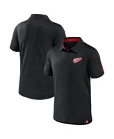 Men's Fanatics Black Detroit Red Wings Authentic Pro Jacquard Polo Shirt