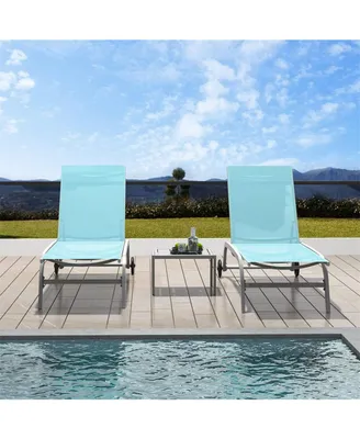 Simplie Fun Outdoor Chaise Lounge Set, 2 Chairs with Adjustable Position