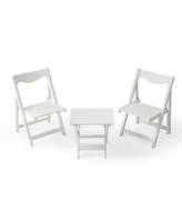 Simplie Fun Hips Foldable Small Table And Chair Set With 2 Chairs And Rectangular Table White