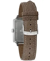 Bulova Men's Ennis House Frank Lloyd Wright Taupe Leather Strap Watch 34mm