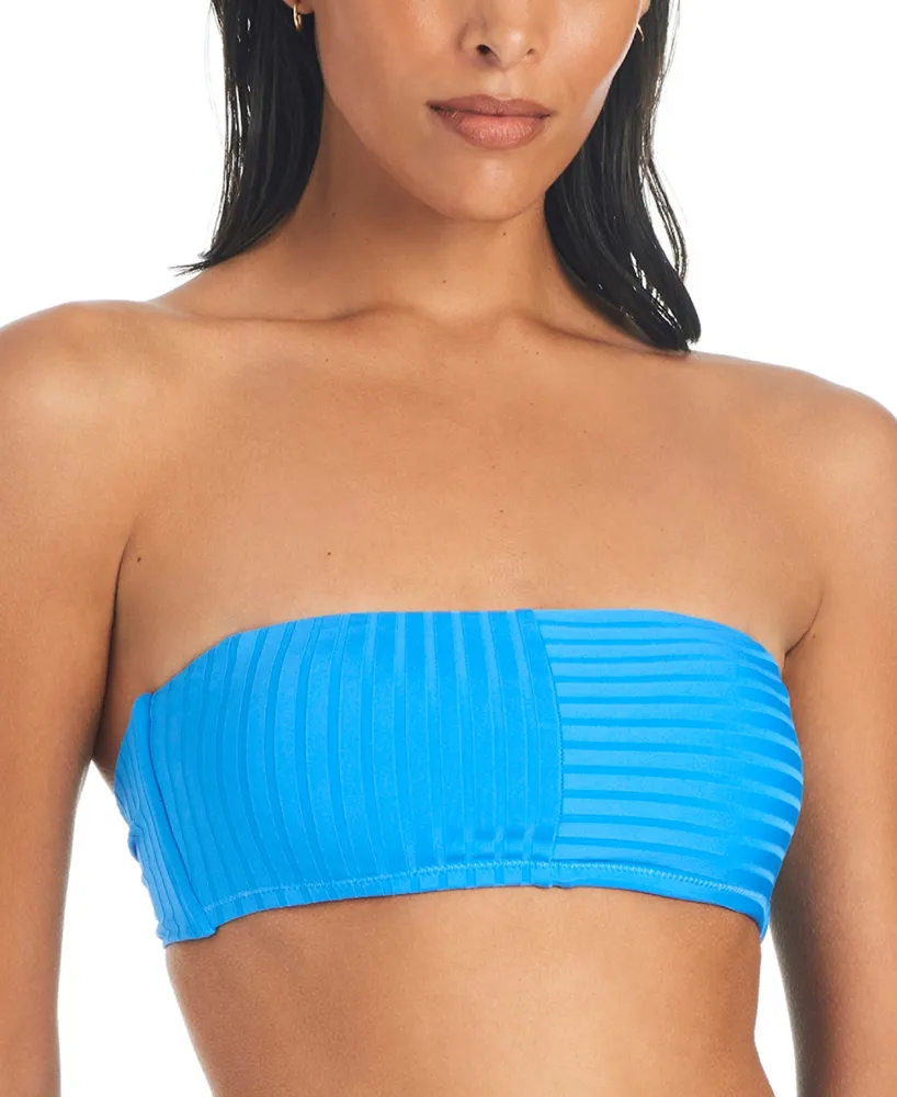 Sanctuary Women's Refresh Rib Striped Bandeau Bikini Top