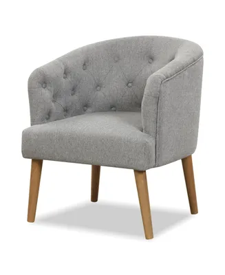 Upholstered Accent Chair Comfy Club Armchair Single Sofa with Rubber Wood Legs