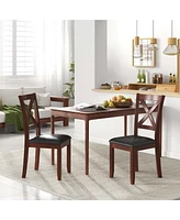 Wooden Dining Chairs Set of 2 Kitchen Side Chair with Padded Seat Rubber Wood Legs