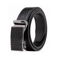 Men's Genuine Leather Crocodile Design Dress Belt with Automatic Buckle