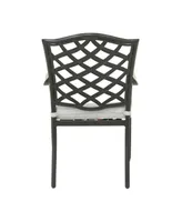 Simplie Fun Aluminum Dining Armchair With Cushion, Set Of 2, Cast Silver