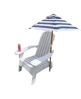 Simplie Fun Outdoor Or Indoor Wood Adirondack Chair With An Hole To Hold Umbrella On The Arm