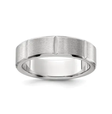 Chisel Stainless Steel Brushed and Polished Grooved Band Ring