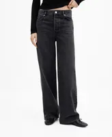 Mango Women's High-Waist Wide Leg Jeans