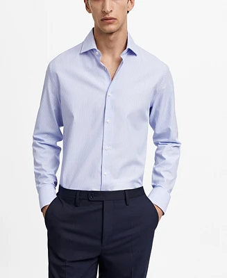 Mango Men's Slim-Fit Twill Pinstripe Dress Shirt