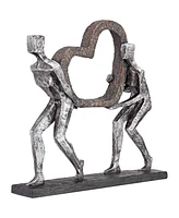 The Weight of Love 12" High Figurines and Heart Sculpture - Dahlia Studios