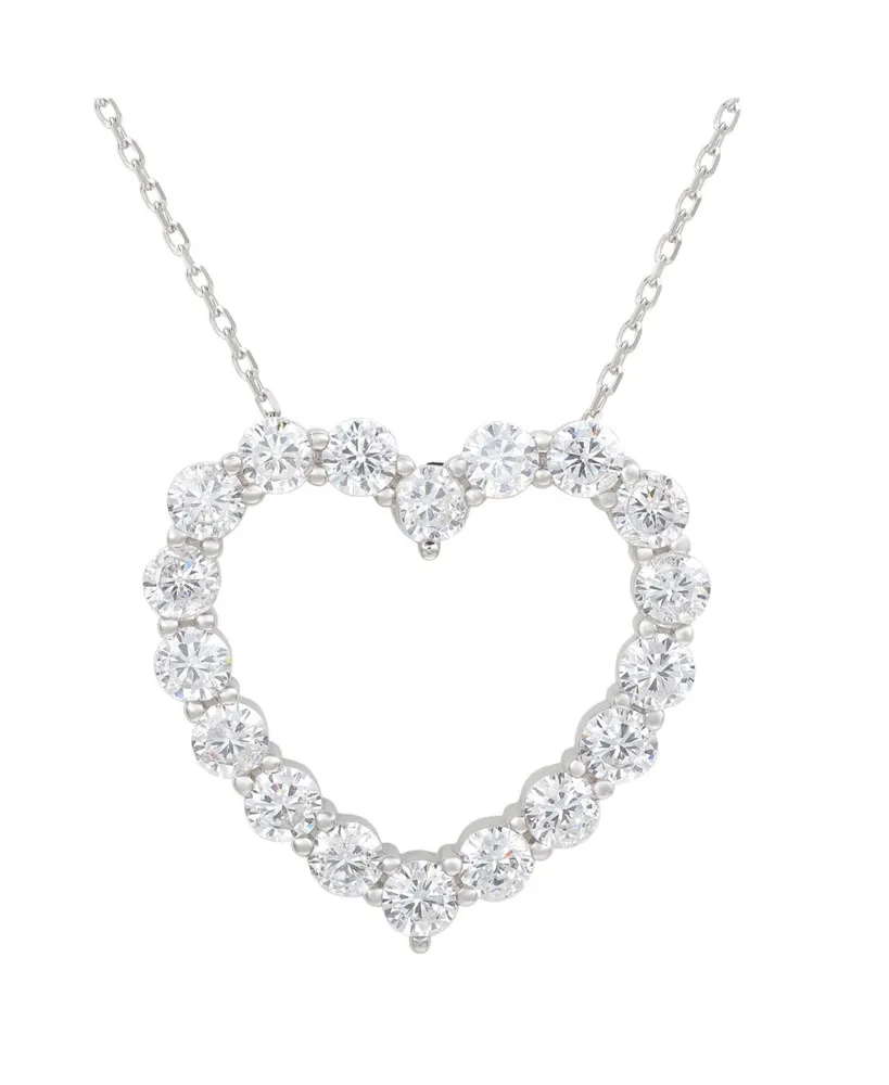 Suzy Levian New York Suzy Levian Sterling Silver Cubic Zirconia Large Open Heart Pendant Necklace