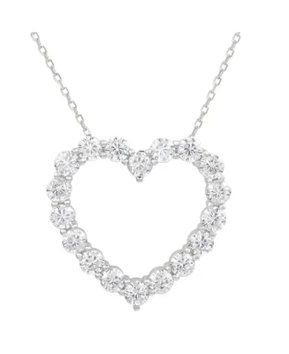 Suzy Levian Sterling Silver Cubic Zirconia Large Open Heart Pendant Necklace