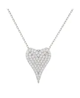 Suzy Levian New York Suzy Levian Sterling Silver Cubic Zirconia Pave Elongated Heart Pendant Necklace