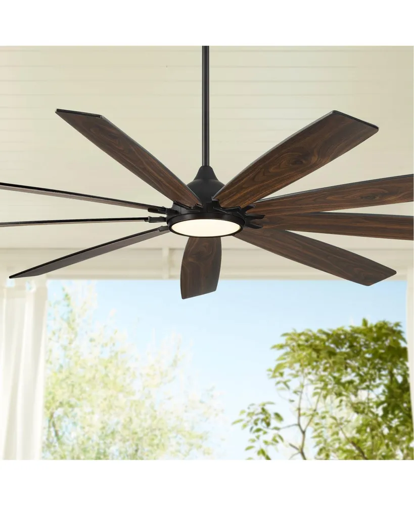 72" Tahoe Breeze Industrial Indoor Outdoor Ceiling Fan with Led Light Remote Control Matte Black Dark Walnut Wood Damp Rated for Patio Exterior House
