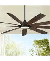 72" Tahoe Breeze Industrial Indoor Outdoor Ceiling Fan with Led Light Remote Control Matte Black Dark Walnut Wood Damp Rated for Patio Exterior House