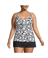 Lands' End Women's Plus Size Long Square Neck Underwire Tankini Swimsuit Top