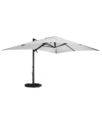 Mondawe 13ft Square Solar Led Cantilever Patio Umbrella with Included Base Stand & Bluetooth Light