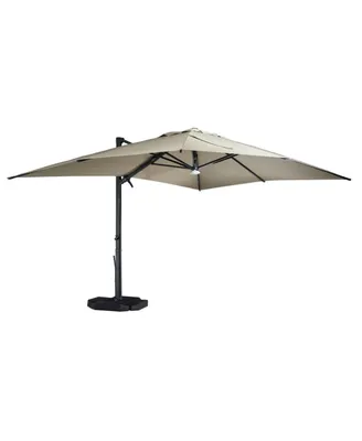 Mondawe 13ft Square Solar Led Cantilever Patio Umbrella with Included Base Stand & Bluetooth Light