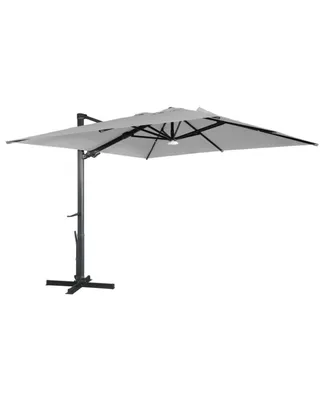 Mondawe 10ft Square Solar Led Cantilever Patio Umbrella with Bluetooth Light for Outdoor Shade