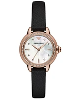 Emporio Armani Women's Black Leather Strap Watch 32mm