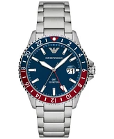 Emporio Armani Men's World Explorer Gmt Dual Time Stainless Steel Bracelet Watch 42mm