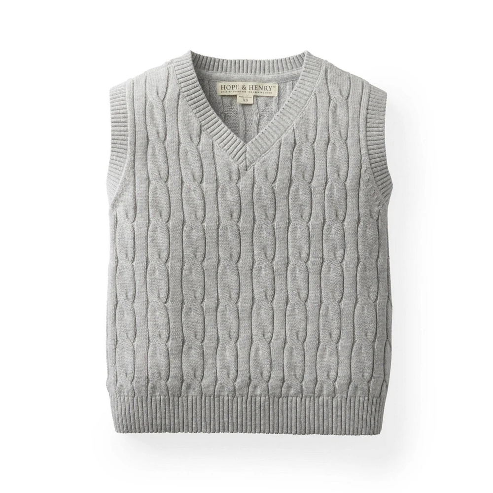 Hope & Henry Boys V-Neck Cable Sweater Vest