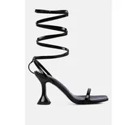 Women's Lewk Strappy Tie Up Spool Heel Sandals