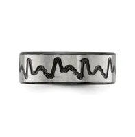 Chisel Stainless Steel Brushed Black Ip-plated Heartbeat Band Ring