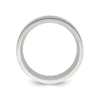 Chisel Stainless Steel Polished Laser-cut and Grooved Band Ring