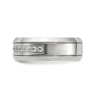 Chisel Stainless Steel Cz Band Ring