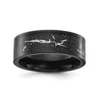 Chisel Stainless Steel Black Ip-plated Inlay Band Ring