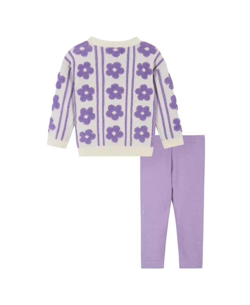 Infant Girls Flower Sherpa Sweater & Legging Set