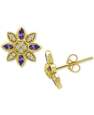 Giani Bernini Cubic Zirconia Marquise & Pave Flower Stud Earrings in 18k Gold-Plated Sterling Silver, Created for Macy's