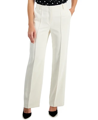 Anne Klein Women's Mid Rise Pintucked Wide-Leg Pants, Created for Macy's