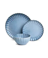 Sango Frill Reactive Stoneware 12 Pc. Dinnerware Set, Service for 4
