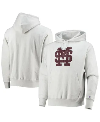 Men's Champion Heathered Gray Mississippi State Bulldogs Team Vault Logo Reverse Weave Pullover Hoodie