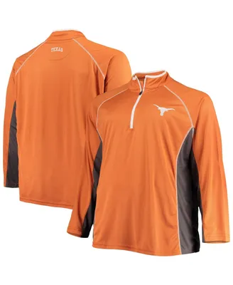 Men's Texas Orange Longhorns Big and Tall Textured Raglan Quarter-Zip Jacket