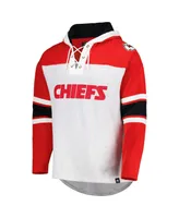 Men's '47 Brand Kansas City Chiefs Heather Gray Gridiron Lace-Up Pullover Hoodie