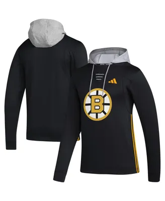 Men's adidas Black Boston Bruins Refresh Skate Lace Aeroready Pullover Hoodie