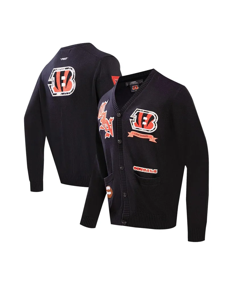 Men's Pro Standard Black Cincinnati Bengals Prep Button-Up Cardigan Sweater