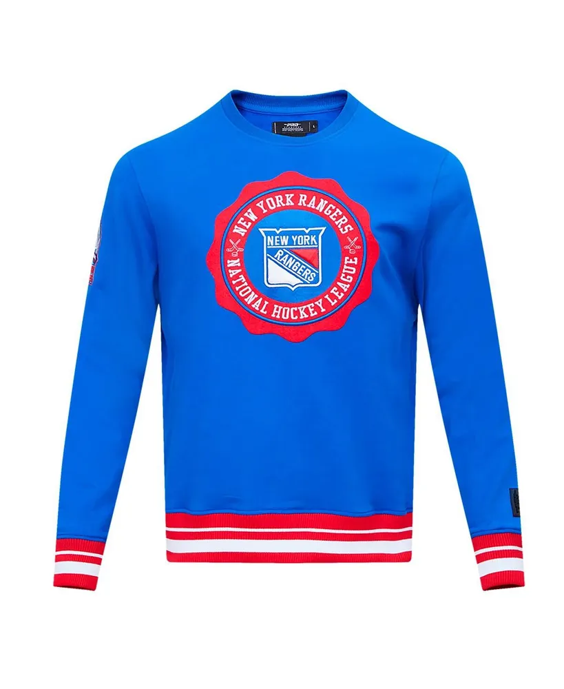 Men's Pro Standard Blue New York Rangers Crest Emblem Pullover Sweatshirt