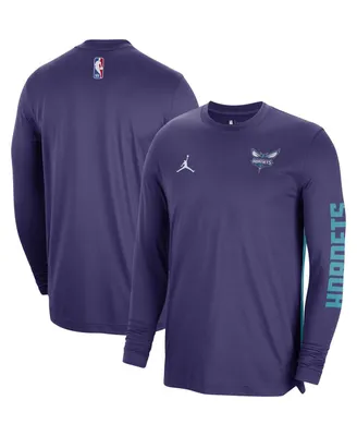 Men's and Women's Jordan Purple Charlotte Hornets 2023/24 Authentic Pregame Long Sleeve Shooting Shirt