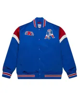 Men's Mitchell & Ness Royal Distressed New England Patriots Big and Tall Satin Full-Snap Jacket