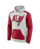 Men's Fanatics Silver, Red Tampa Bay Buccaneers Big and Tall Team Fleece Pullover Hoodie
