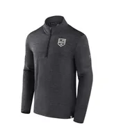 Men's Fanatics Heather Charcoal Los Angeles Kings Authentic Pro Quarter-Zip Pullover Top