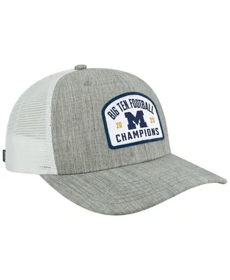 Men's Legacy Athletic Heather Gray Michigan Wolverines 2023 Big Ten Football Conference Champions Adjustable Trucker Hat