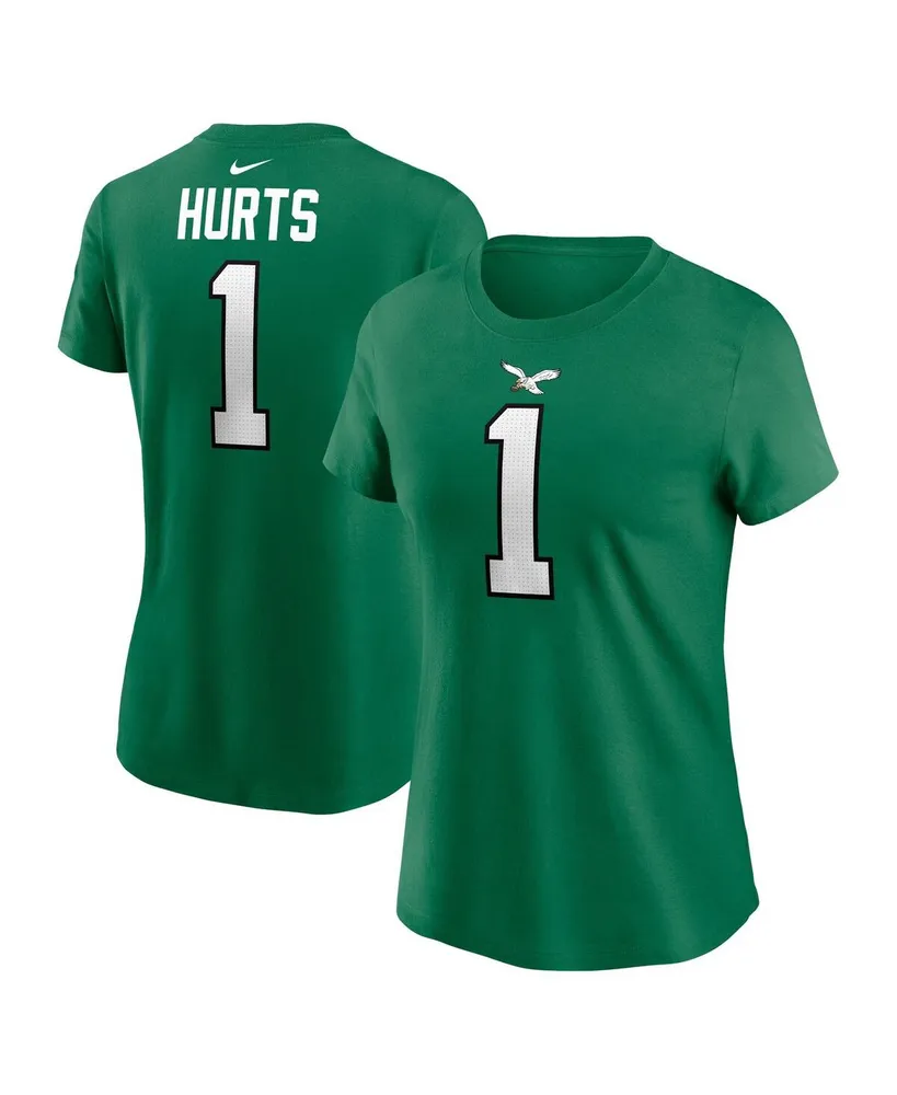 Women's Nike Jalen Hurts Kelly Green Philadelphia Eagles Player Name and Number T-shirt