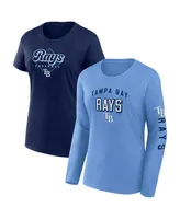 Women's Fanatics Light Blue, Navy Tampa Bay Rays T-shirt Combo Pack