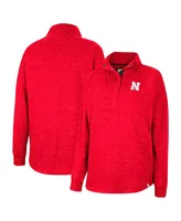 Women's Colosseum Scarlet Nebraska Huskers Natalie Speckled Quarter-Snap Top